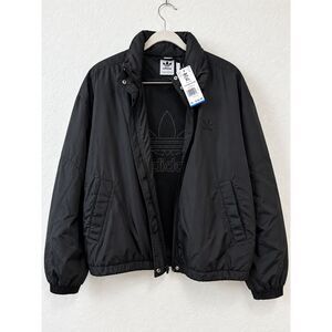 Adidas Originals Womens XL Black Outline Trefoil Windbreaker Jacket NWT